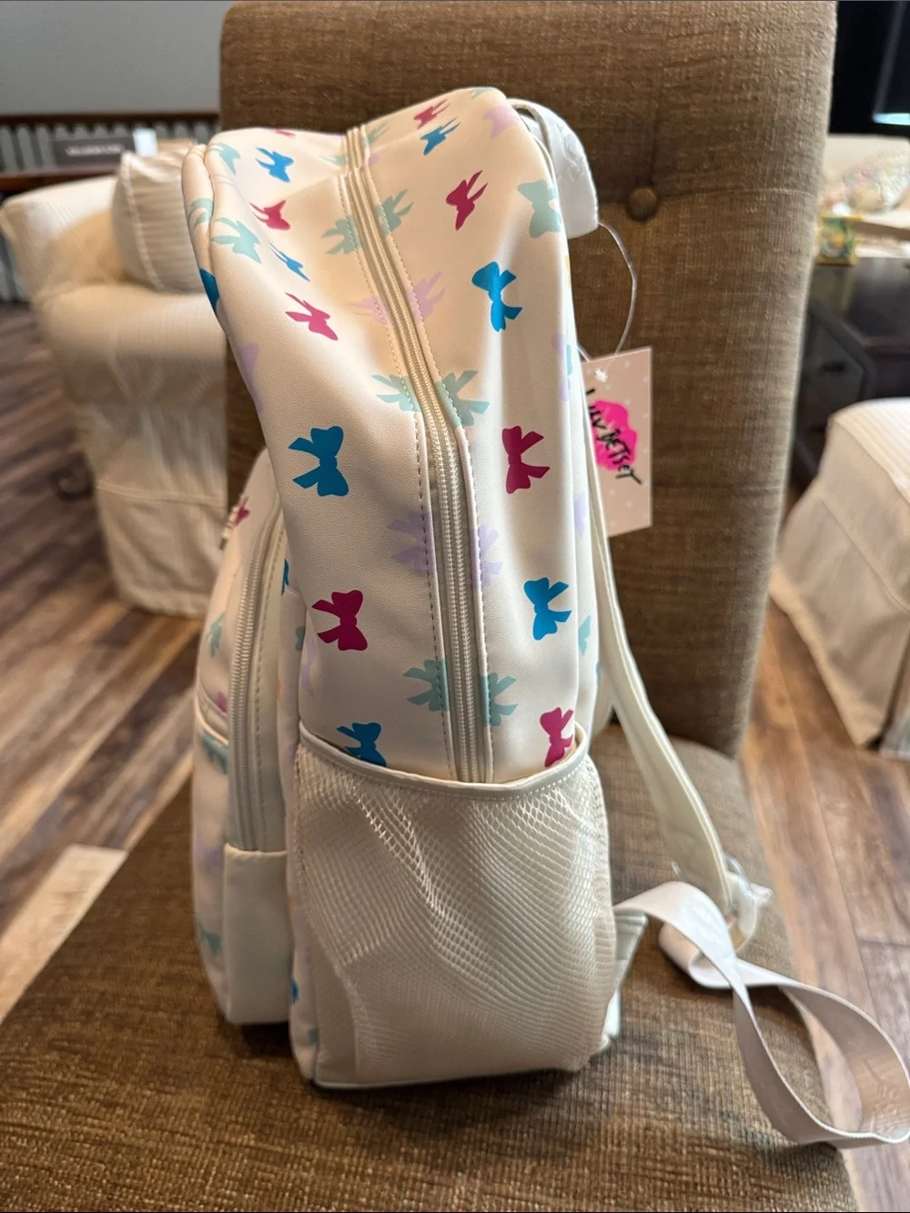 Betsey Johnson rainbow bow full size backpack NWT